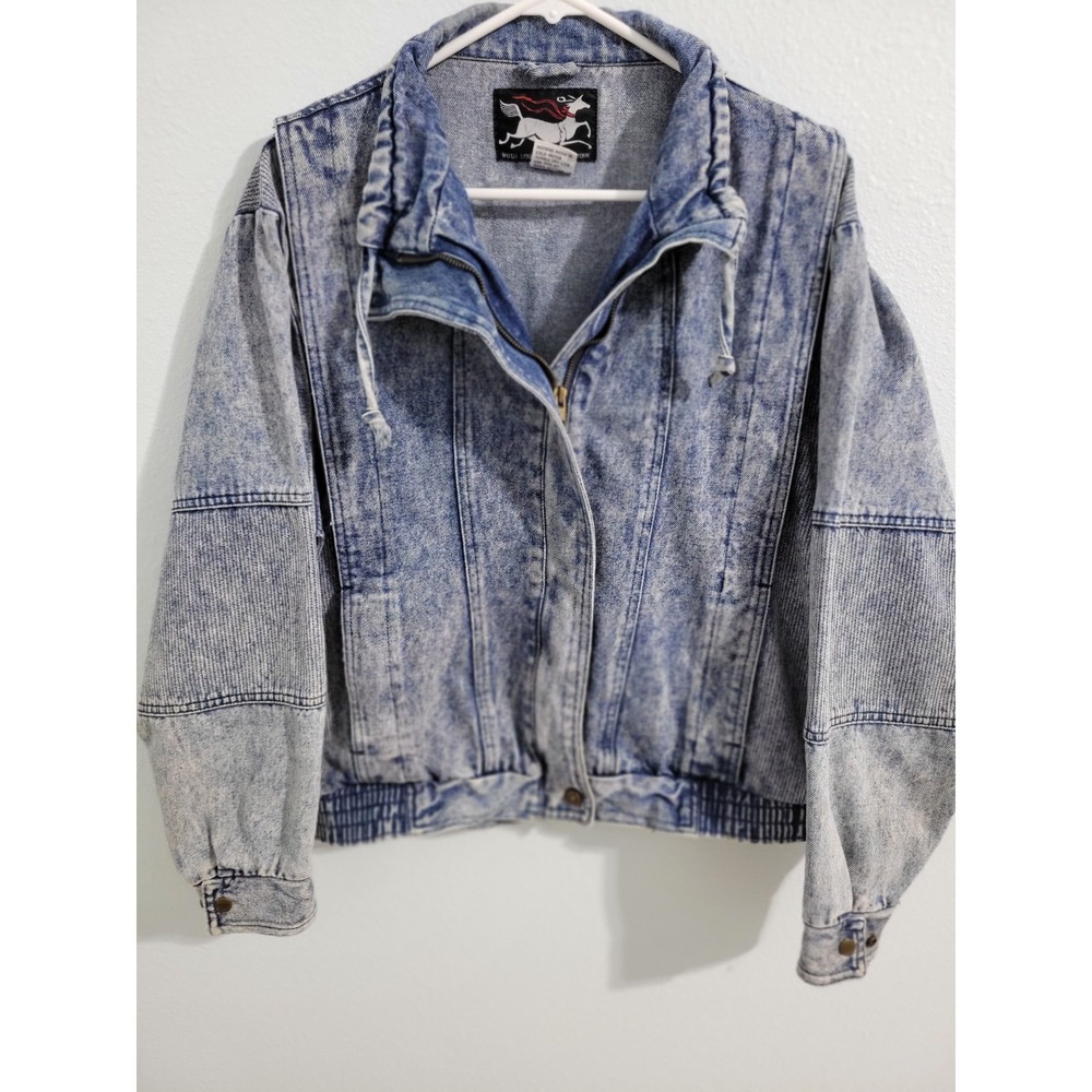 Vintage 80's Ruth Douglas New York Denim Jean Jacket Size Medium Women's Zipper